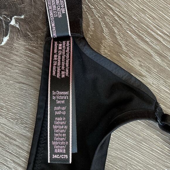 So Obsessed Victoria's Secret Push Up Bra Black Underwire Padded 34C - Picture 6 of 6